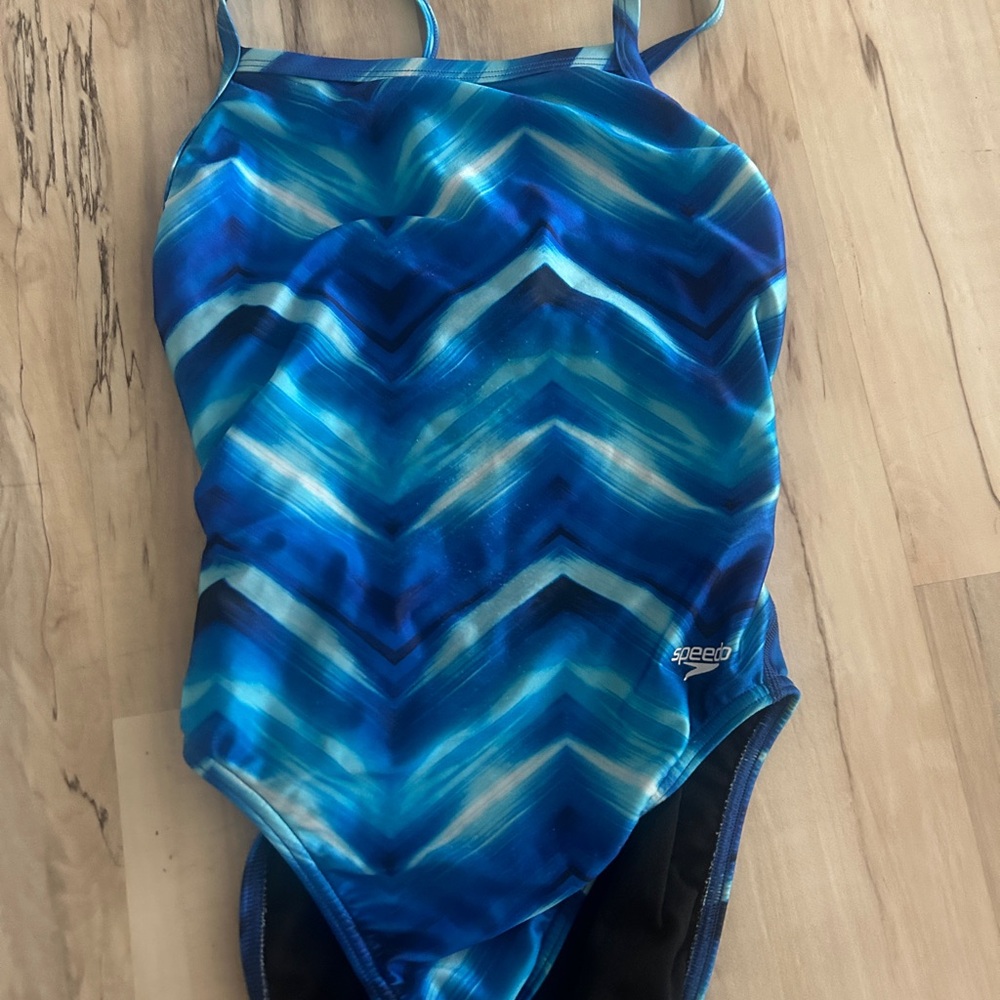 Speedo Vibrant Blue Chevron Swimsuit